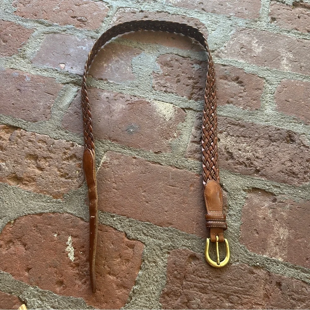 Vintage Coach Men's British Tan 3850 Braided Woven Leather Belt size 36 90cm